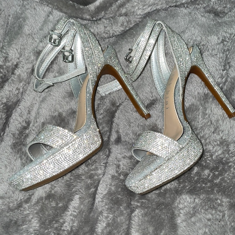 Gianni bini silver sparkle platform heels